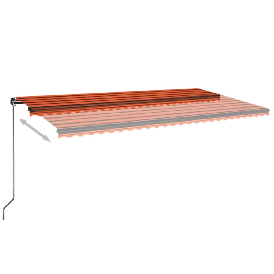 Toldo retráctil manual naranja y marrón 600x350