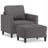 Sillón con taburete cuero sintético gris 60