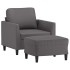 Sillón con taburete cuero sintético gris 60