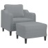 Sillón con taburete tela gris claro 60
