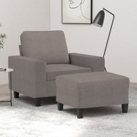 Sillón con taburete tela gris taupe 60