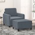 Sillón con taburete terciopelo gris oscuro 60