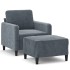 Sillón con taburete terciopelo gris oscuro 60
