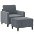 Sillón con taburete terciopelo gris oscuro 60