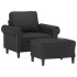 Sillón con taburete cuero sintético negro 60