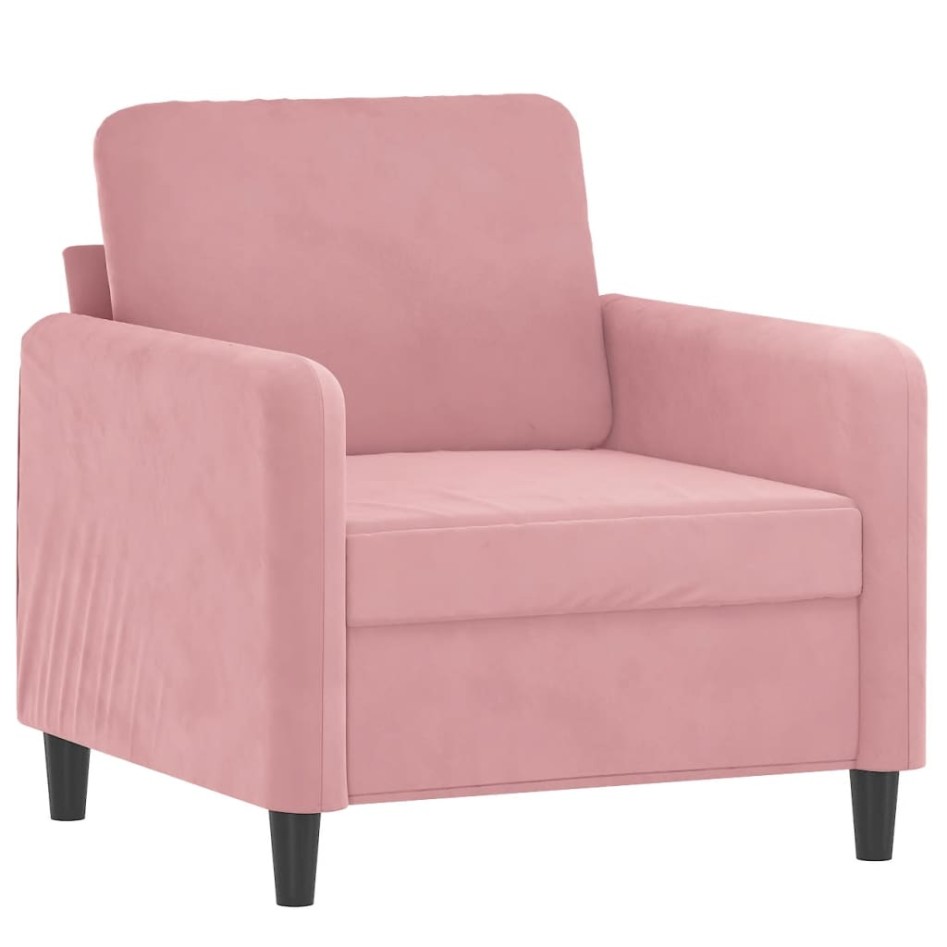 Sillón con taburete terciopelo rosa 60