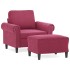 Sillón con taburete terciopelo rojo tinto 60