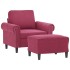 Sillón con taburete terciopelo rojo tinto 60