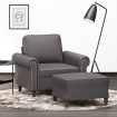 Sillón con taburete cuero sintético gris 60 cm