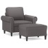 Sillón con taburete cuero sintético gris 60