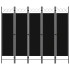 Biombo divisor de 5 paneles negro 200x180