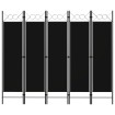 Biombo divisor de 5 paneles negro 200x180 cm