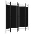 Biombo divisor de 5 paneles negro 200x180