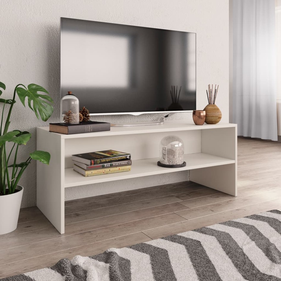 Mueble para TV madera contrachapada blanco 100x40x40