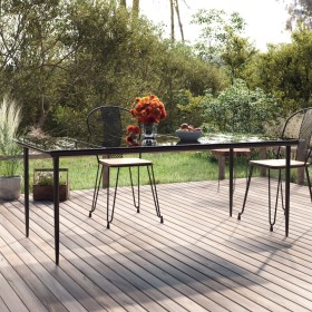 Mesa comedor jardín acero y vidrio templado negro 200x100x74