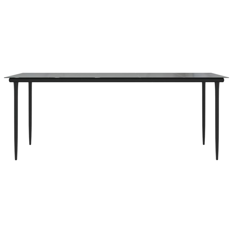 Mesa comedor jardín acero y vidrio templado negro 200x100x74