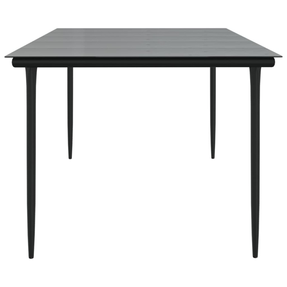 Mesa comedor jardín acero y vidrio templado negro 200x100x74