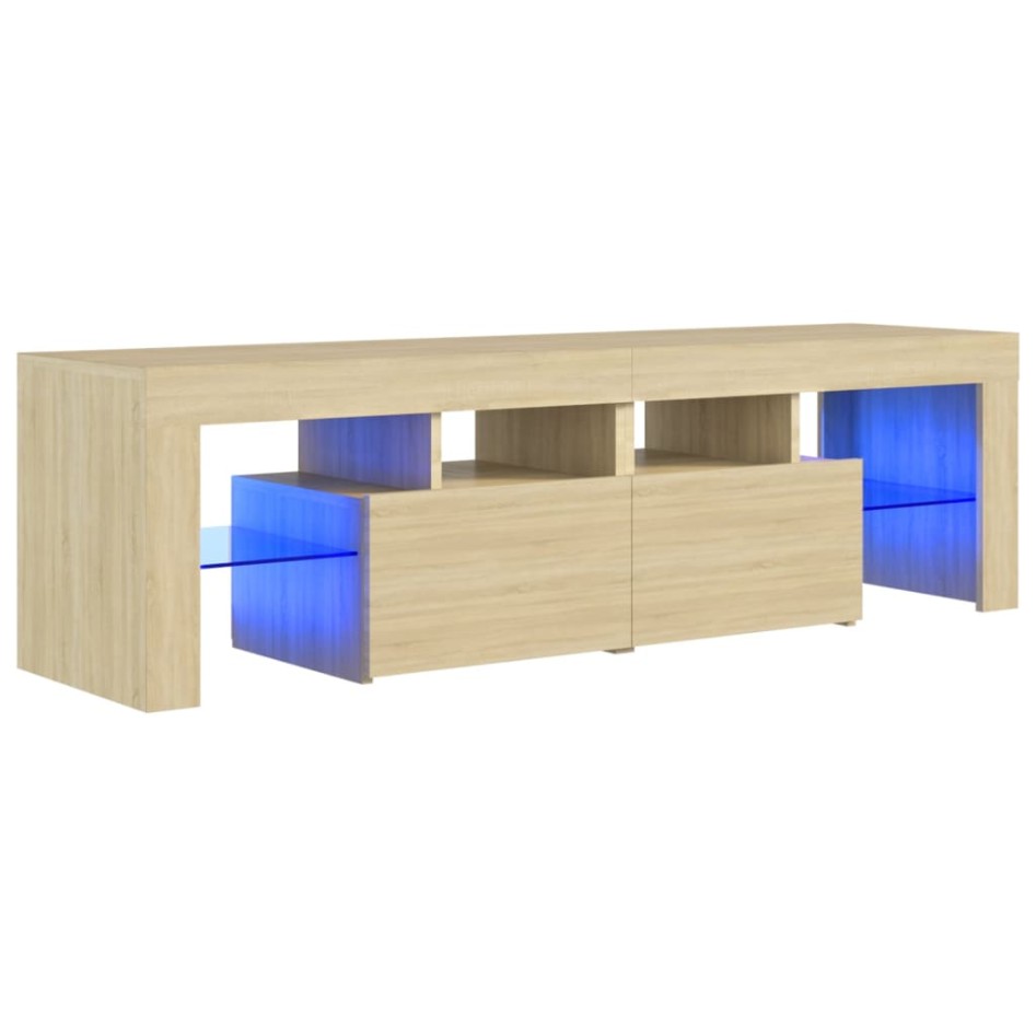 Mueble de TV con luces LED color roble Sonoma 140x36,5x40