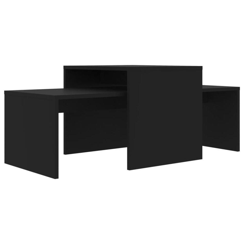 Set de mesas de centro madera contrachapada negro 100x48x40