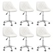 Sillas de comedor giratorias 6 uds cuero sintético blanco