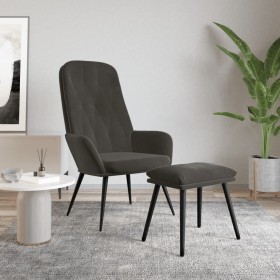 Sillón de relax con taburete terciopelo gris