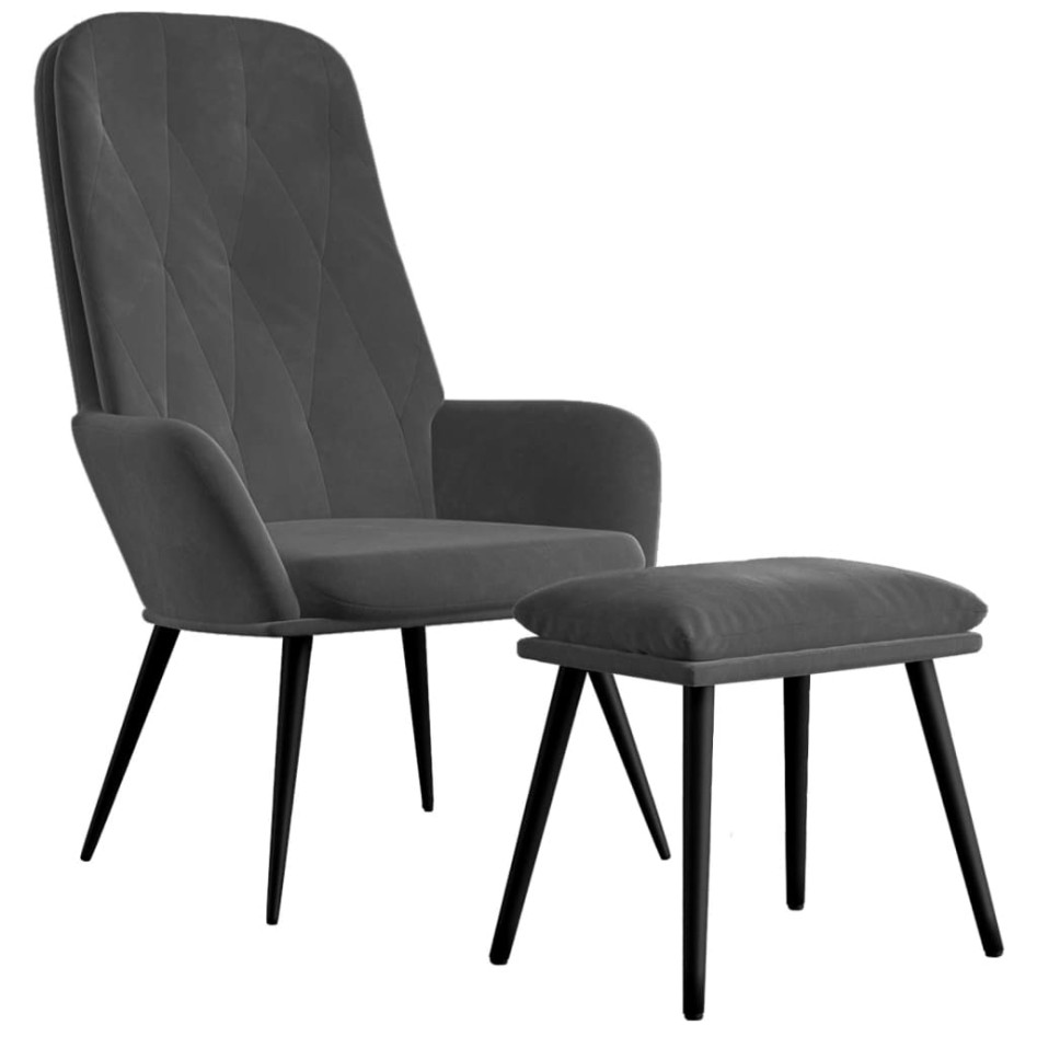 Sillón de relax con taburete terciopelo gris