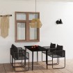 Juego de comedor para jardín 5 piezas negro
