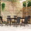 Juego de comedor para jardín 7 piezas negro