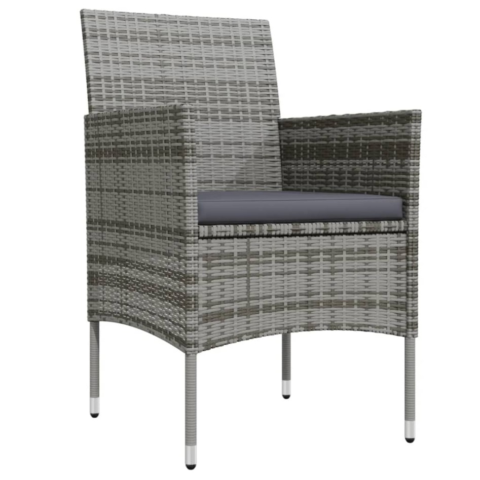Juego de comedor de jardín 7 piezas con cojines gris y