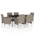 Juego de comedor de jardín 7 piezas con cojines beige y