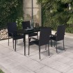 Juego de comedor para jardín 5 piezas negro