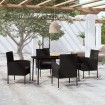 Juego de comedor para jardín 5 piezas negro