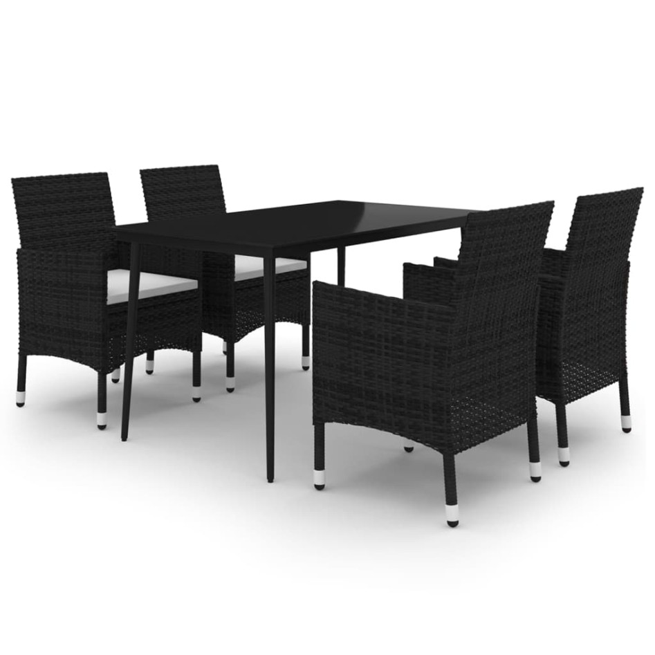 Set comedor de jardín 5 pzas y cojines ratán sintético y