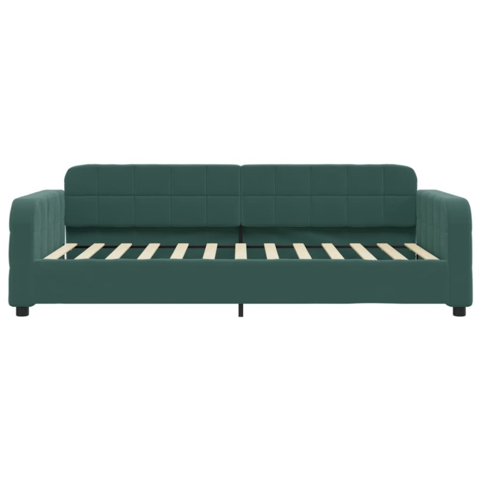 Sofá cama con colchón terciopelo verde oscuro 90x200