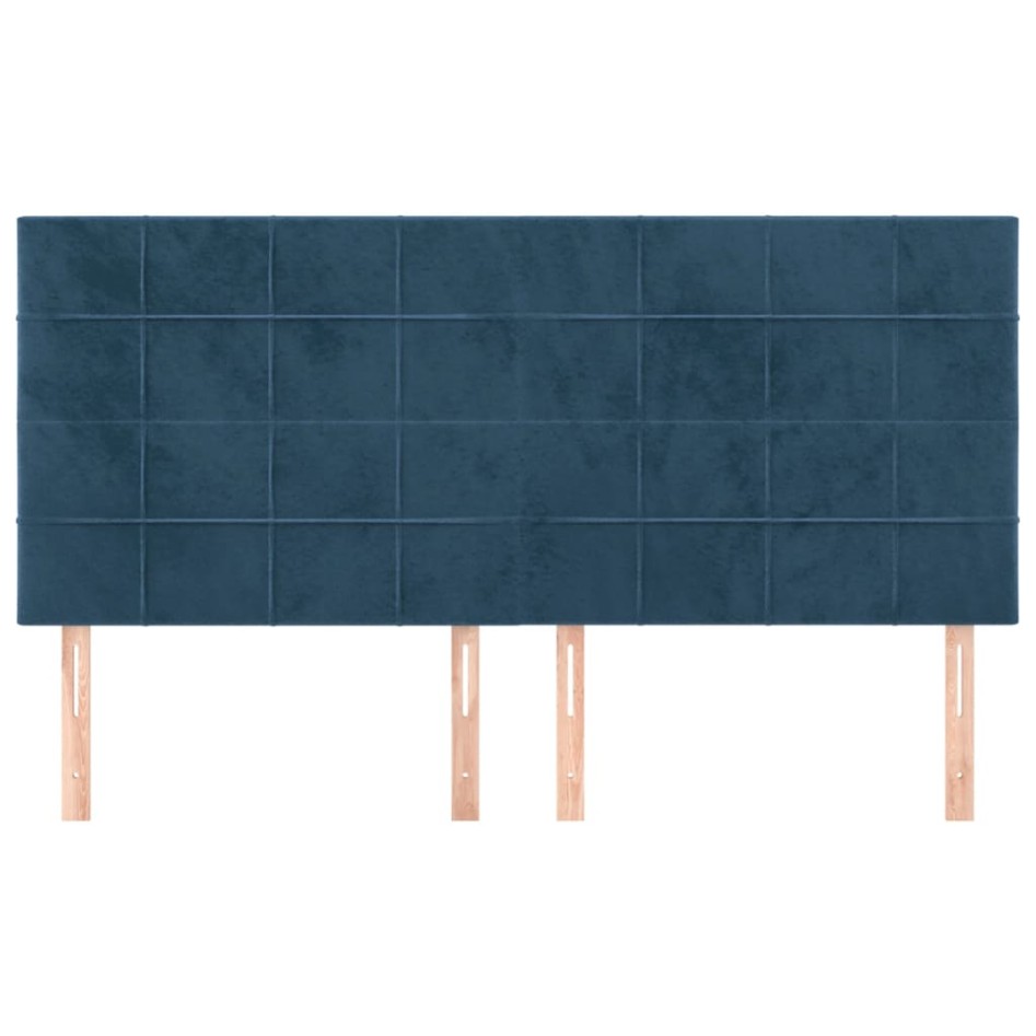 Cabeceros 4 unidades de terciopelo azul oscuro 90x5x78/88