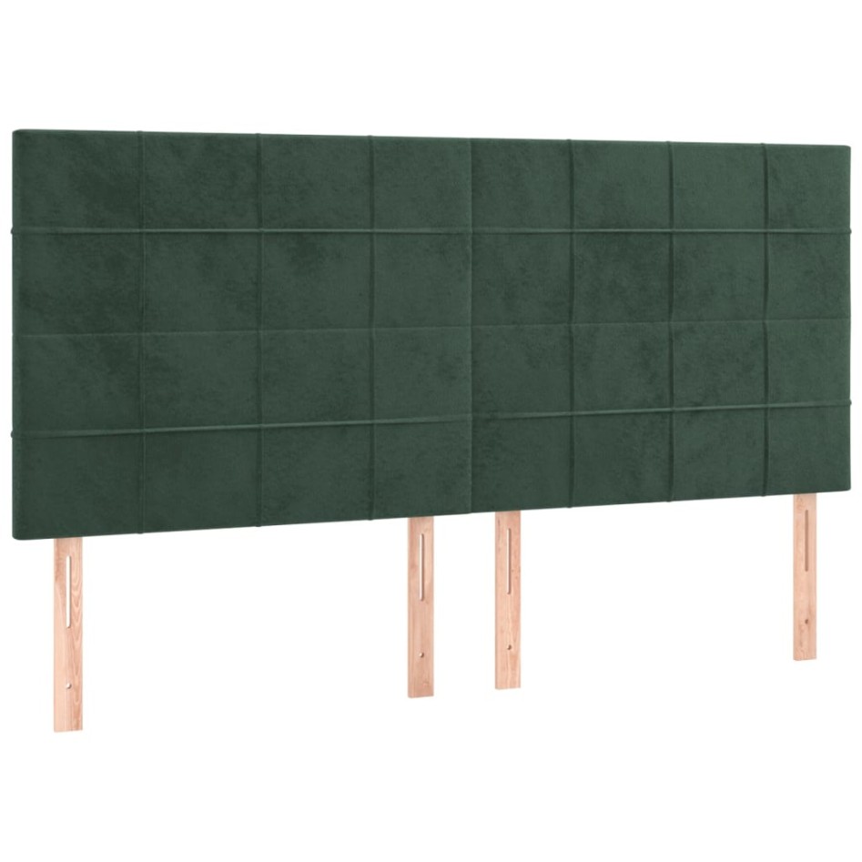 Cabeceros 4 unidades de terciopelo verde oscuro 80x5x78/88