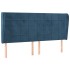 Cabecero con orejas de terciopelo azul oscuro 183x23x118/128