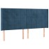Cabecero con orejas de terciopelo azul oscuro 183x16x118/128