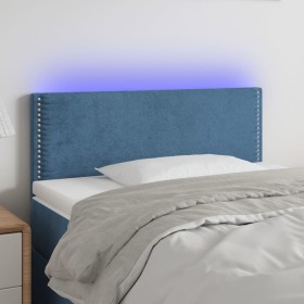 Cabecero con LED de terciopelo azul 100x5x78/88