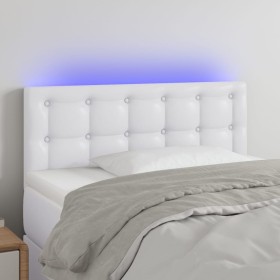 Cabecero con LED cuero sintético blanco 100x5x78/88