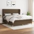 Cama box spring con colchón tela marrón oscuro 160x200