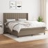 Cama box spring con colchón tela gris taupe 160x200