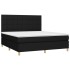 Cama box spring colchón y luces LED tela negro 160x200