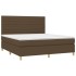 Cama box spring colchón luces LED tela marrón oscuro