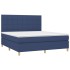 Cama box spring colchón y luces LED tela azul 160x200