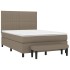 Cama box spring con colchón tela gris taupe 140x200