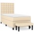 Cama box spring con colchón tela color crema 90x200
