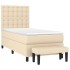 Cama box spring con colchón tela color crema 90x200