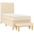 Cama box spring con colchón tela color crema 90x190