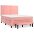 Cama box spring con colchón terciopelo rosa 140x200